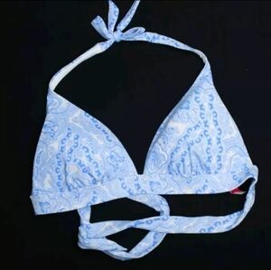 Victoria's Secret Bikini Top. Triangle, Halter. Blue & White. Large
